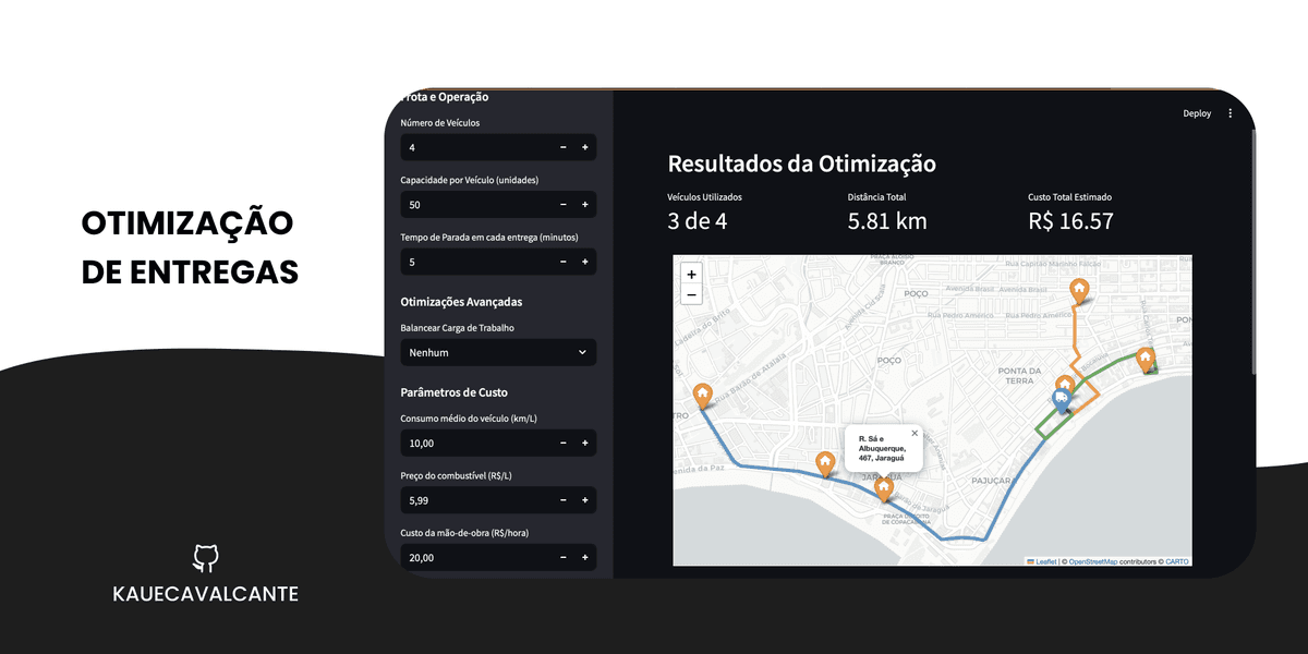 Screenshot do projeto Otimização de Rede de Entregas